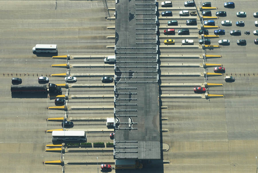 Aerial photo of Chicago Skyway toll plaza. Mike Fisher Photography
